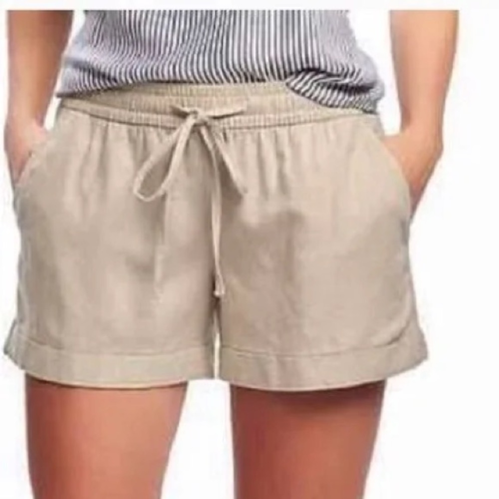 Old Navy Canvas Khaki Tan Drawstring Linen Shorts — Size: S